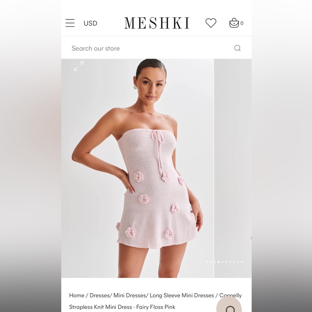 Meshki Connelly Strapless Knit Mini Dress - Fairy Floss Pink